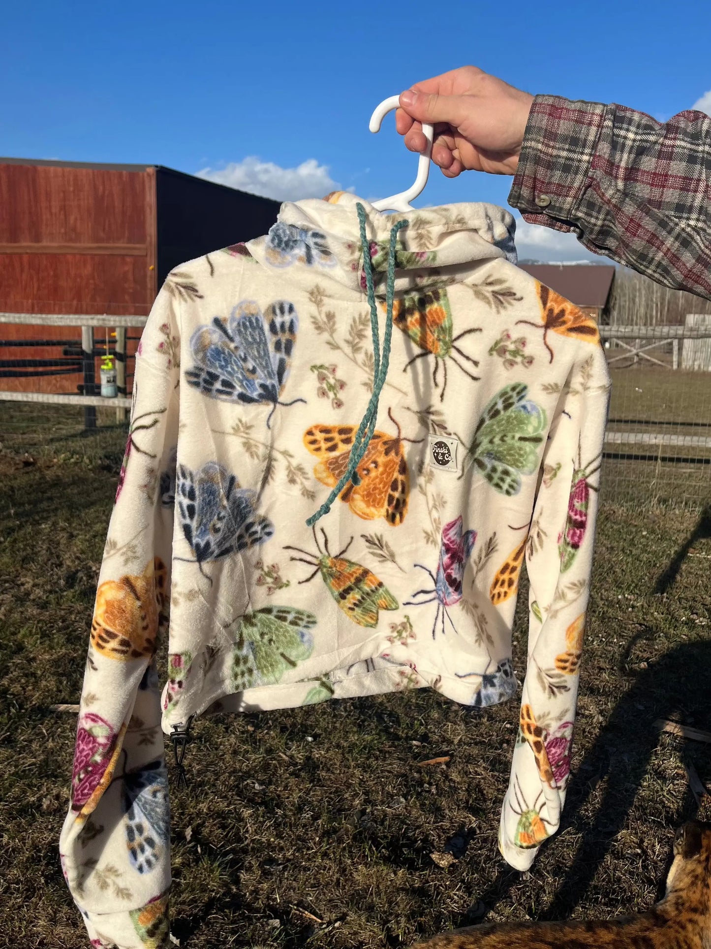 36. White Moths Cropped Hoodie Finski&Co